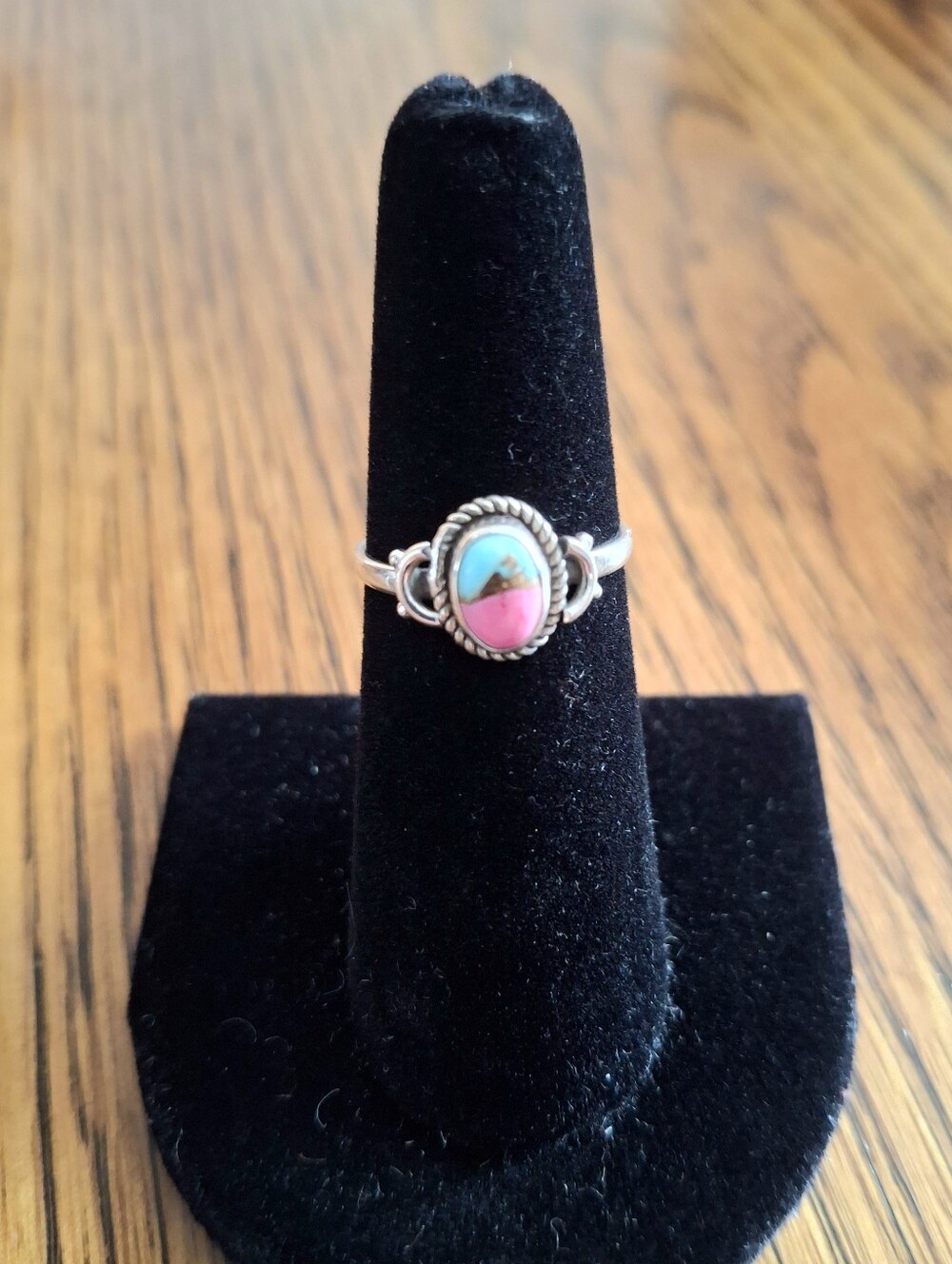 Cotton Candy Oval Stone Ring On Sterling Silver Size 6